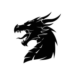 Fototapeta premium Black dragon head with sharp teeth.