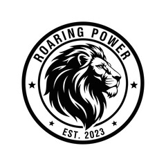 Black lion head logo profile view. © MUHRODIN