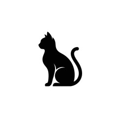 Black silhouette of a sitting cat. © MUHRODIN