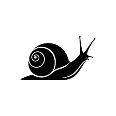 Black silhouette of a snail moving. © MUHRODIN