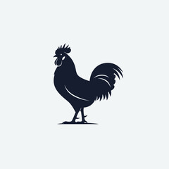 Black silhouette of a rooster standing. © MUHRODIN