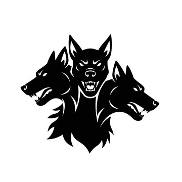 Three Headed Dog Graphic Illustration.