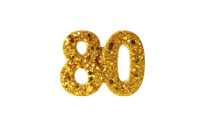 Golden Number Eighty Glitter Decoration for Celebrations