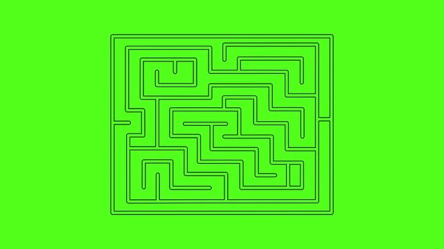 Square Maze Labyrinth Problem Solving Vector Icon Animation