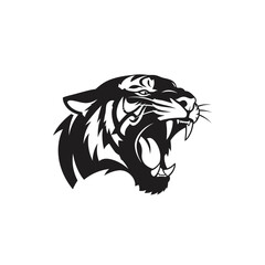 Black and white tiger head illustration. © MUHRODIN