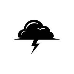 Black Cloud with Lightning Bolt Icon.
