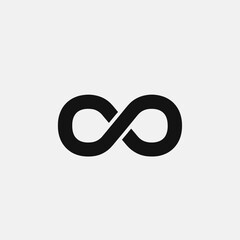 Black infinity symbol on white background.