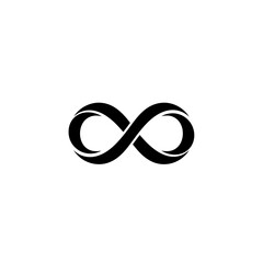 Black infinity symbol on white background.