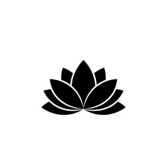 Black Lotus Flower Icon Symbol.