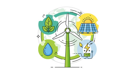 Wind turbine renewable energy symbol. © LAILATUS
