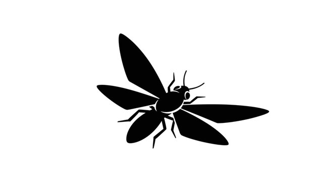 Insect Black Silhouette Flying Alone.