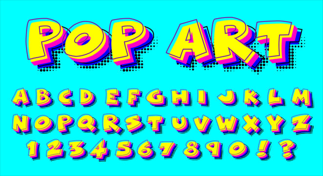 Halftone Font - Colorful 80s Comic Book Alphabet