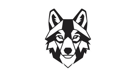 Black and white wolf head illustration. © nur