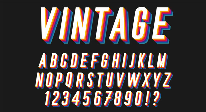 Rainbow 3D Font - Retro Layered Disco Alphabet