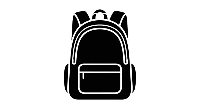 Black backpack with white outline details.