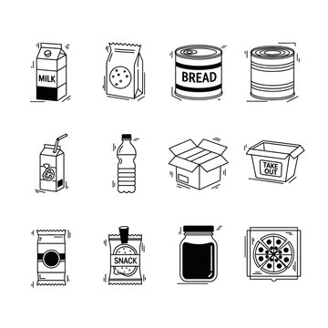 Various Packaged Food and Drink Items.