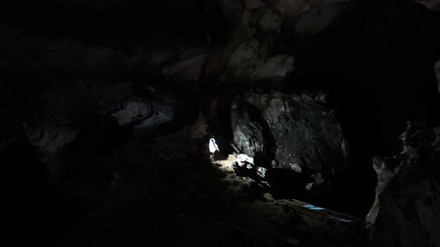 Dark Stone Cave Interior