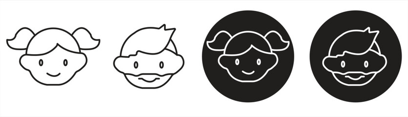 Obraz premium Baby girl/boy face icon. Cute face symbol, suitable for websites, logos, apps, templates, and UI design. EPS10 on a white background.