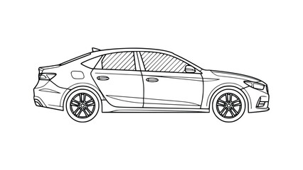 Obraz premium Modern sleek sedan car illustration with clean lines and minimalist style perfect for automotive designs and templates