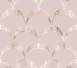 Elegant art deco seamless pattern with pale gold decorative arch ornament.