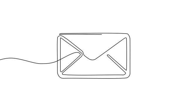 Continuous mail art line one icon email letter vector paper message. Mail art continuous newsletter sketch outline contact plane illustration business single doodle arrow journey travel send fly post.