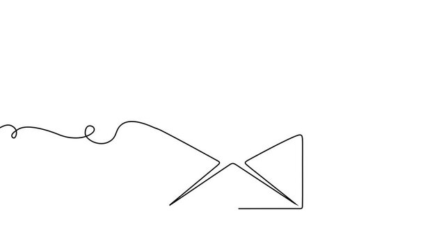 Continuous mail art line one icon email letter vector paper message. Mail art continuous newsletter sketch outline contact plane illustration business single doodle arrow journey travel send fly post.