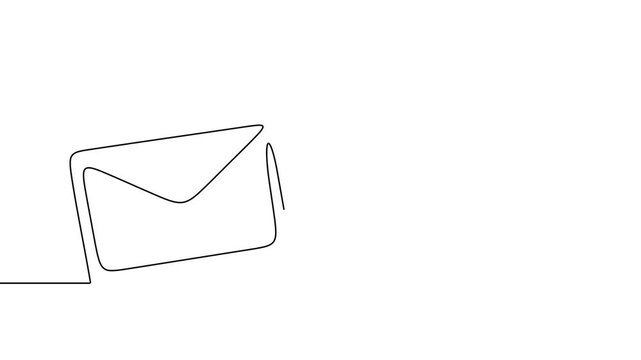 Continuous mail art line one icon email letter vector paper message. Mail art continuous newsletter sketch outline contact plane illustration business single doodle arrow journey travel send fly post.