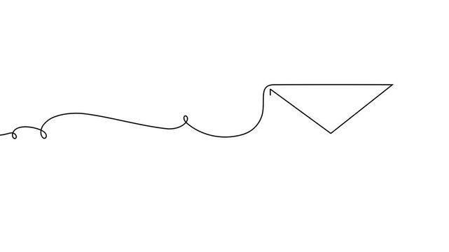 Continuous mail art line one icon email letter vector paper message. Mail art continuous newsletter sketch outline contact plane illustration business single doodle arrow journey travel send fly post.