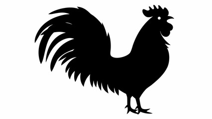 Majestic black rooster standing proudly with feathers raised © Muneeb