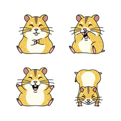 Obraz premium Cartoon hamster set with different emotions on white background