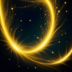 Obraz premium Elegant golden light trails swirling in dark backdrop, perfect for luxury brands or sophisticated digital designs needing a touch of magical sparkle