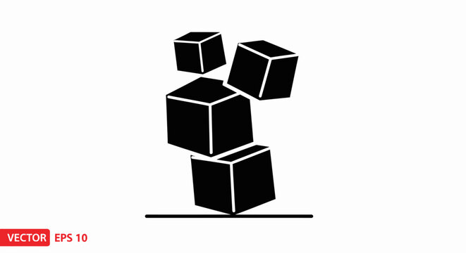 Black cubes stacked in air.