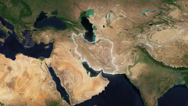 World Map to Country Zoom Animation with Glowing Border Outline Iran