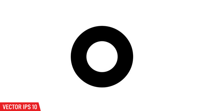 Black circle with inner white space.