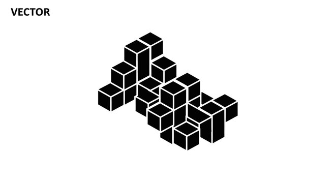 Black cubes stacked in formation.