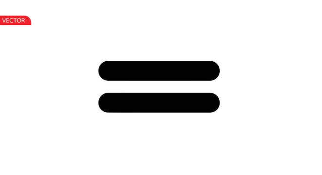 Black equals sign symbol icon.