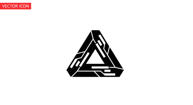 Black triangle symbol with lines.