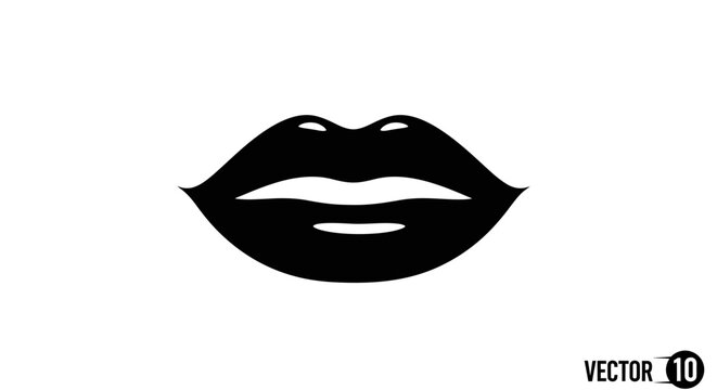 Black lips icon vector illustration.