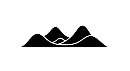 Black silhouette of mountain range landscape.