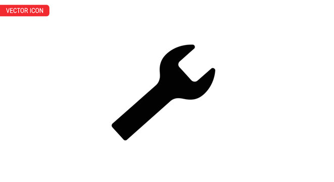 Black adjustable wrench tool icon.