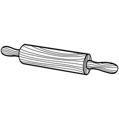 Wooden Rolling Pin Kitchen Tool Illustration Drawing