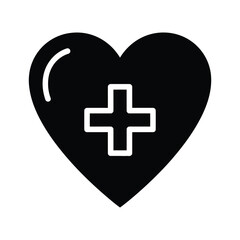 Obraz premium Black heart with white medical cross icon on white background