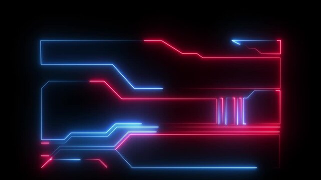 Digital neon HUD futuristic background. Future technology interface data sci- display screen. Digital HUD graphic for information call box bars, Technology HUD template,4k video,.