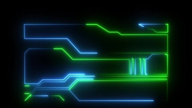 Digital neon HUD futuristic background. Future technology interface data sci- display screen. Digital HUD graphic for information call box bars, Technology HUD template,4k video,.