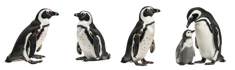 Obraz premium A group of penguins standing together on a transparent background
