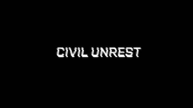 civil unrest message glitch text effect animated dynamic error message. abstract civil unrest digital word distortion noise cyber attack background loop animation