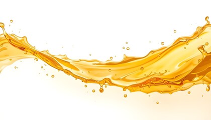A stream of golden liquid splashing against a white background