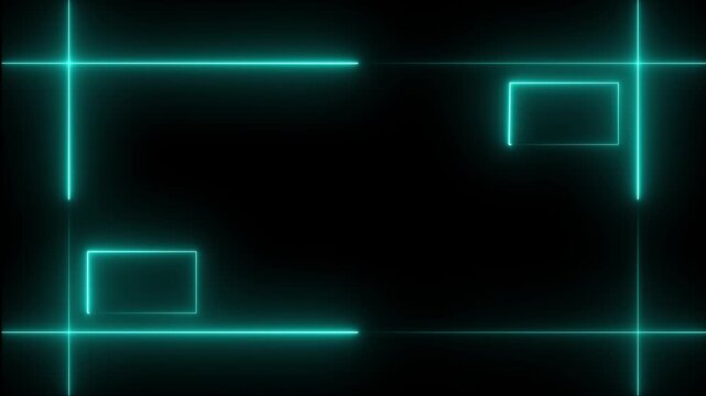 Rectangular neon effect animation. Neon flame gradually appearing in a rectangle frame. Abstract neon line picture frame background glowing laser lines abstract background animated, 4k animation