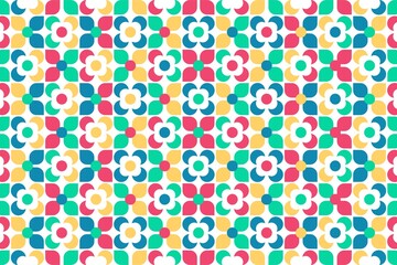Colorful small floral flowers continuous geometric patterns background