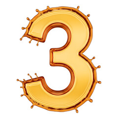 Golden oil liquid number three splashing